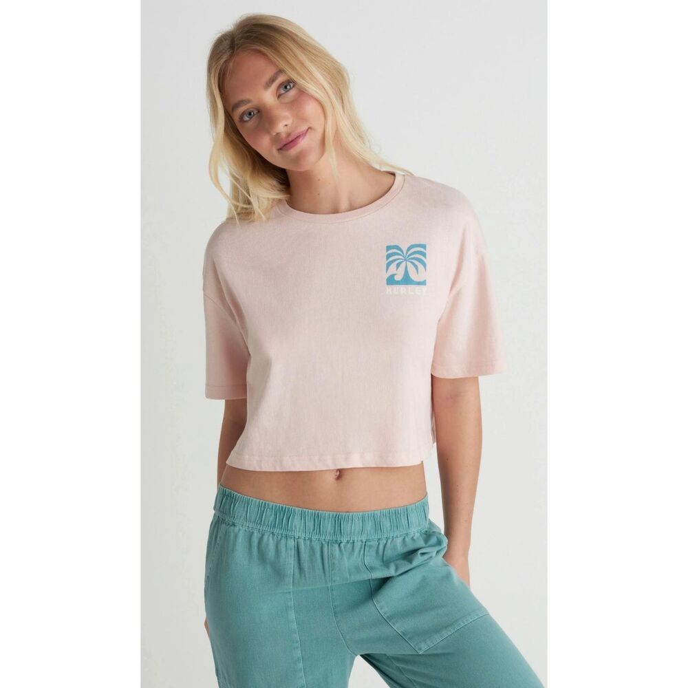 Hurley Coast to Coast Boxy Crop Tee Women's Size L NWT